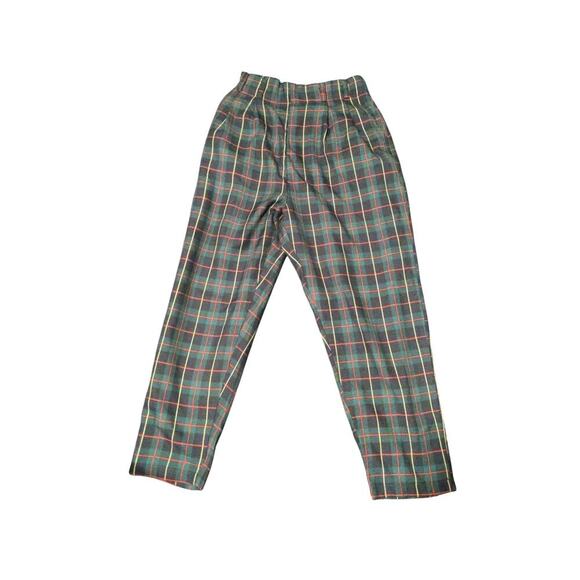 Loving Youth Tartan Plaid Pull On High Rise Pleated Tapered Leg Pants Small G - Picture 3 of 7